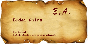Budai Anina névjegykártya